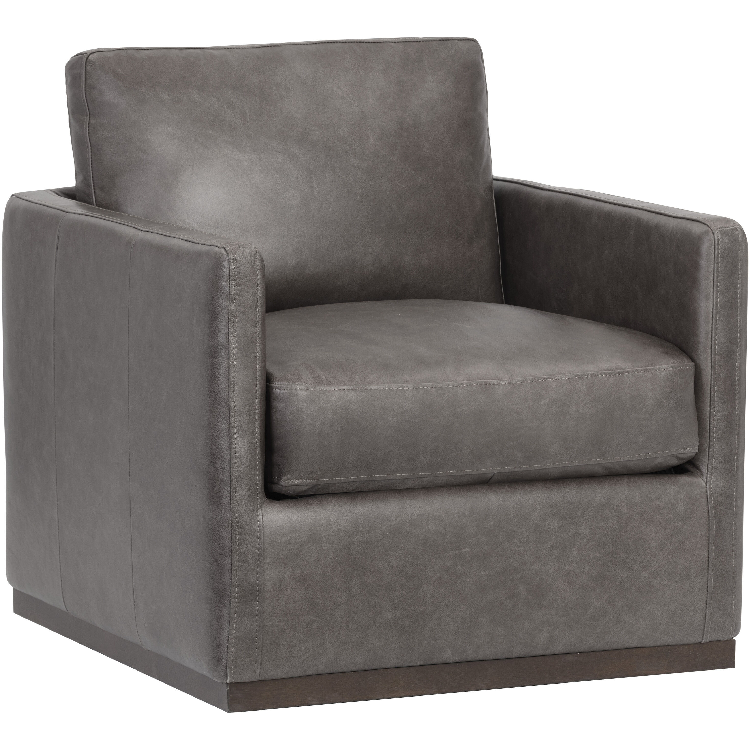 Portman Marseille Concrete Leather Swivel Lounge Chair